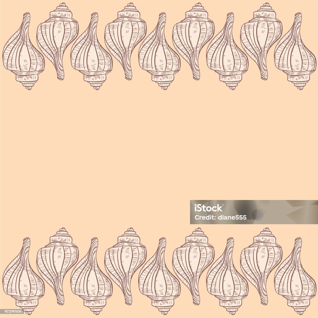 Seashells Border Line Seashells Background Border Stock Illustration - Download Image Now ...