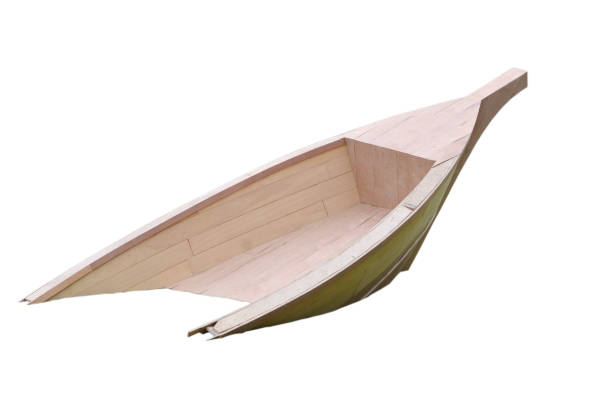 istock Half of wooden boat, isolated on white 972197610