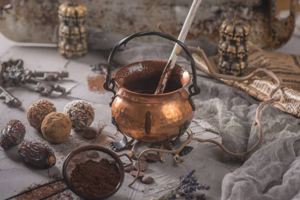 istock Tempering chocolate in the copper caldron. 972213990