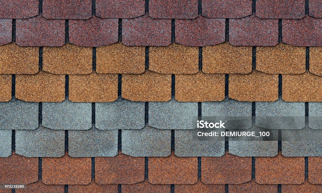 Modern color roofing material.Texture, background. Roof Tile Stock Photo