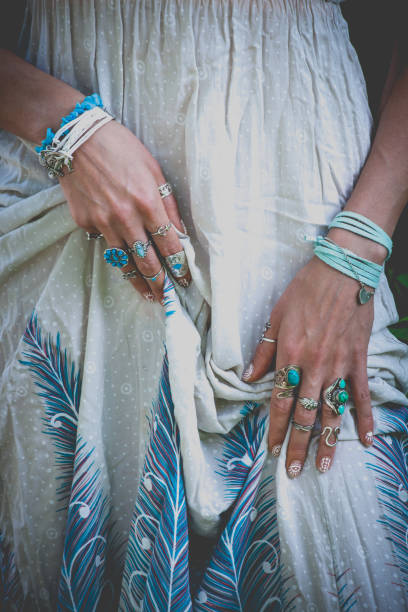 istock hand with lot of boho style jewerly 972245554