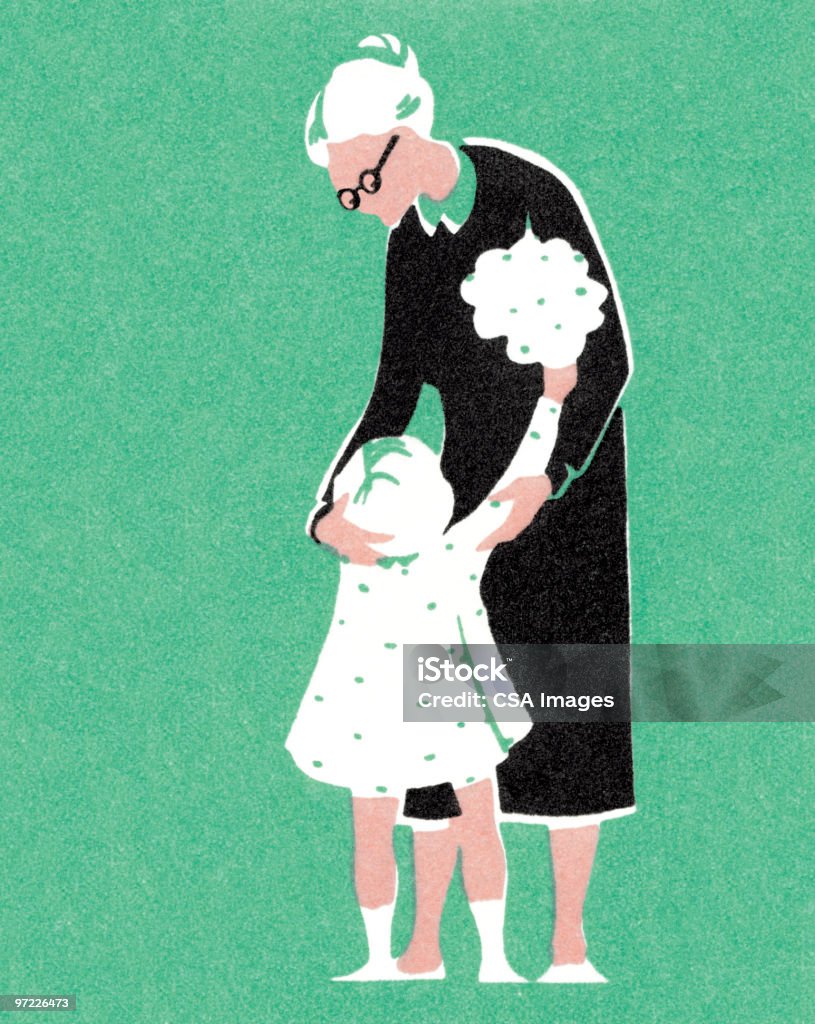 Niña con Grandma - Ilustración de stock de Abuela libre de derechos