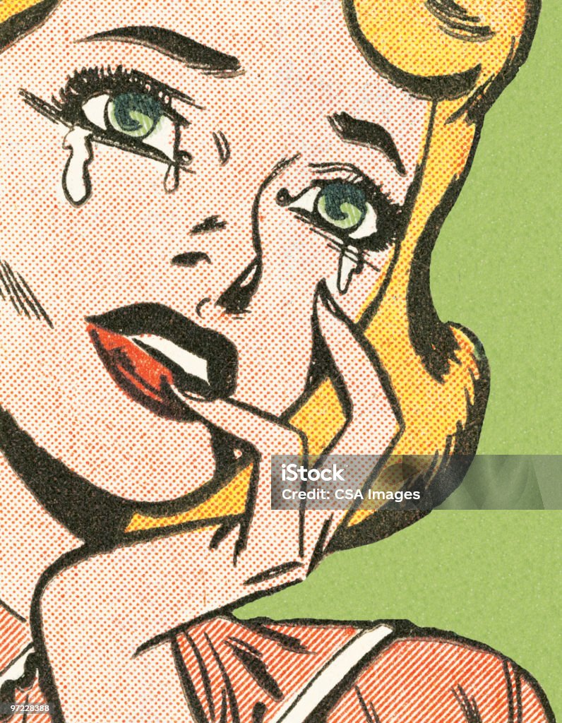 Blond woman crying 1990-1999 stock illustration