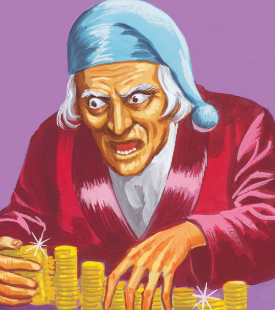 ebenezer scrooge считать монет - scrooge stock illustrations