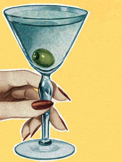 칵테일 - cocktail martini olive vodka stock illustrations