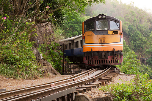 train on the railway, Thailand
