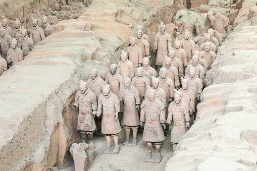 The Terracotta Army warriors at the tomb of Chinaâs First Emperor in Xian. Unesco World Heritage site.