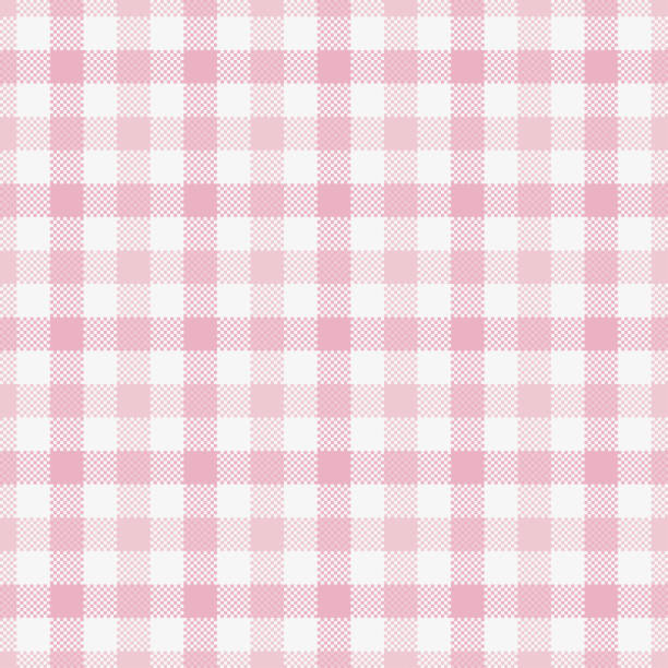 Tartan Vector Seamless Patterns Pink And Light Pink gingham stock illustrations