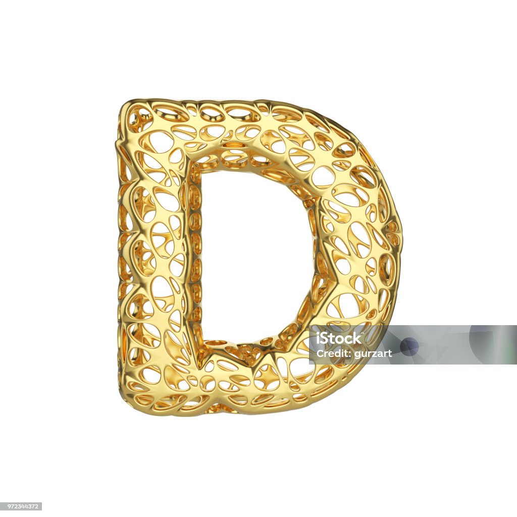 Alphabet Letter D Uppercase Gold Font Made Of Yellow Cellular ...