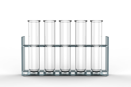 3d rendering empty test tubes on white background