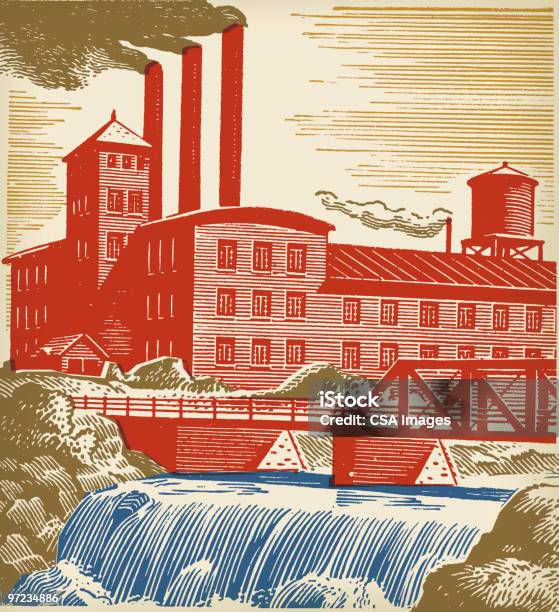 Usine Vecteurs libres de droits et plus d'images vectorielles de Fleuve et rivière - Fleuve et rivière, Usine, Affaires