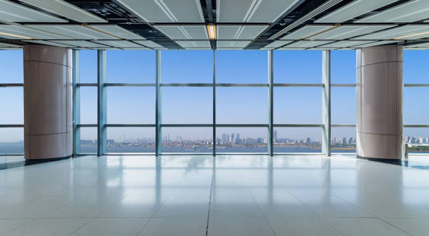 istock Panoramic skyline and buildings from glass window 972372090