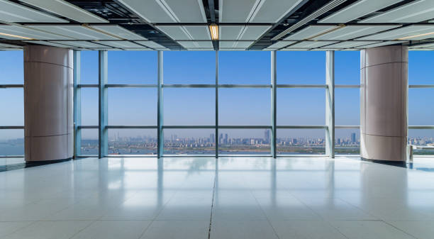 istock Panoramic skyline and buildings from glass window 972372200