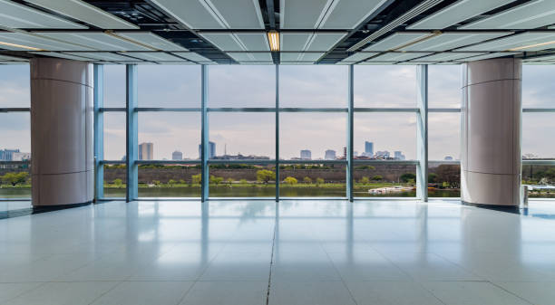 istock Panoramic skyline and buildings from glass window 972372300