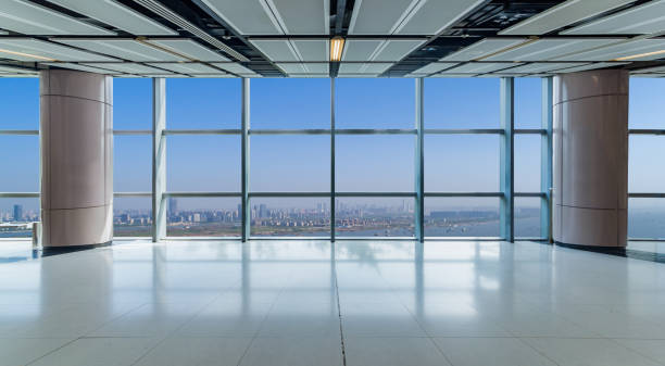 istock Panoramic skyline and buildings from glass window 972372368