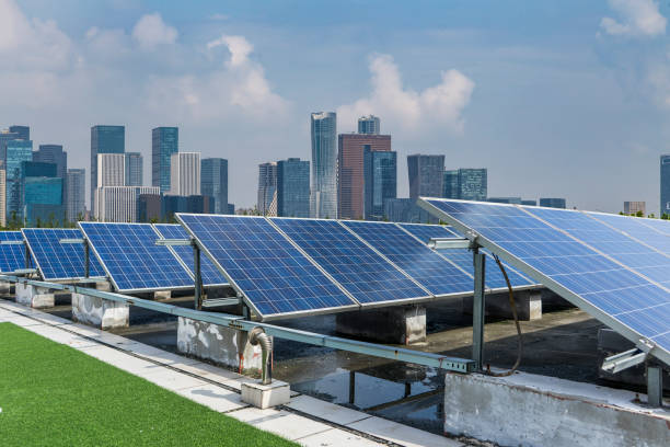 istock Solar and modern city skyline 972374778