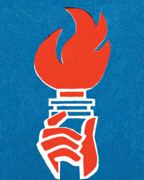 ilustraciones, imágenes clip art, dibujos animados e iconos de stock de linterna - flaming torch fire flame sport torch