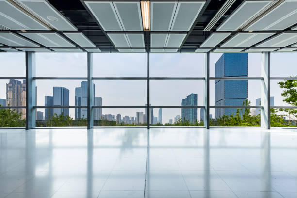 istock Panoramic skyline and buildings from glass window 972377148