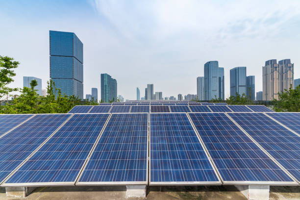 istock Solar and modern city skyline 972377226