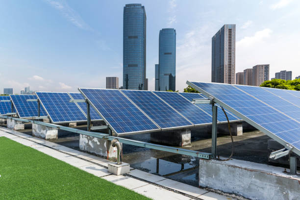 istock Solar and modern city skyline 972381980