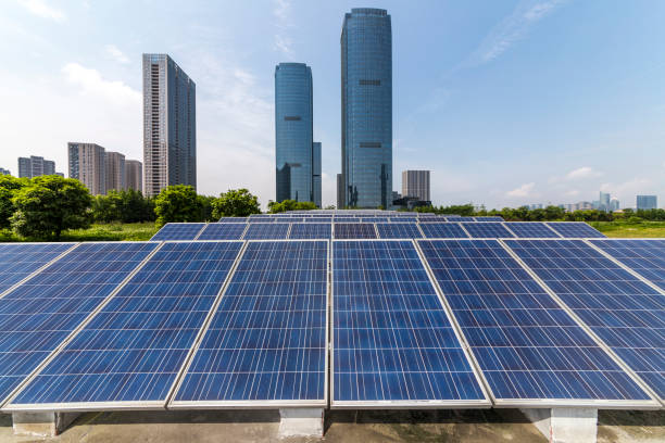 istock Solar and modern city skyline 972381984