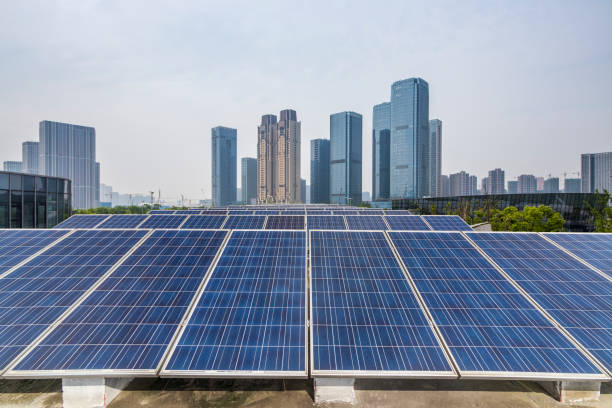 istock Solar and modern city skyline 972382036