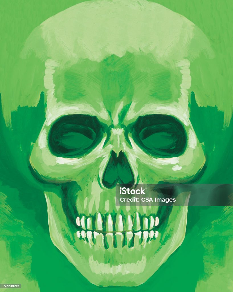 Green Skull Human Skeleton stock illustration