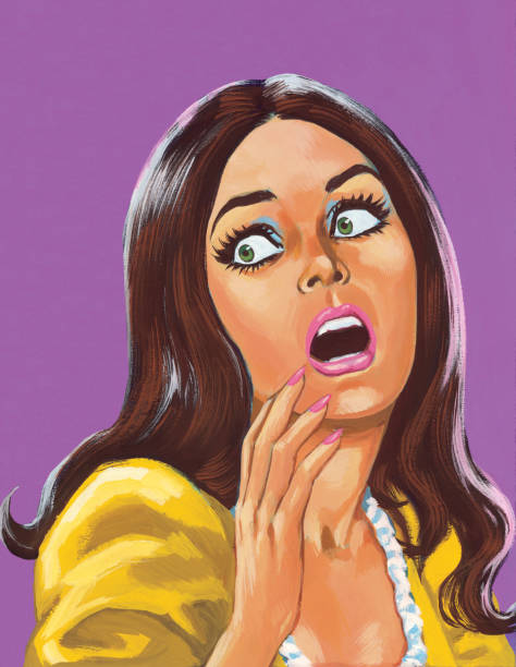 ilustraciones, imágenes clip art, dibujos animados e iconos de stock de mujer asustada - gasping