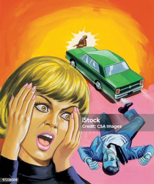 Incidente E Donna Urlare - Immagini vettoriali stock e altre immagini di Orrore - Orrore, Automobile, Fumetto - Creazione artistica