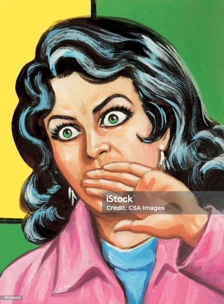 Gasping Woman Fear stock illustration