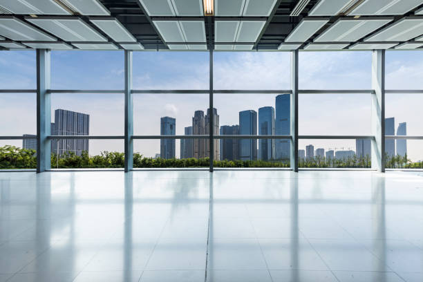 istock Panoramic skyline and buildings from glass window 972384226