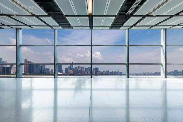istock Panoramic skyline and buildings from glass window 972388856