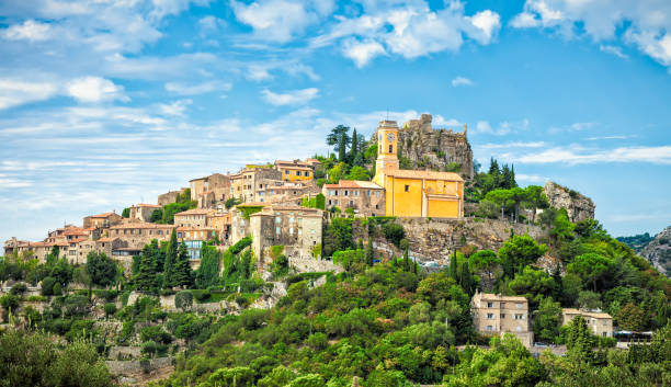 Eze is a small old Village in Alpes-Maritimes department in southern France, Southern France, nice france stock pictures, royalty-free photos & images