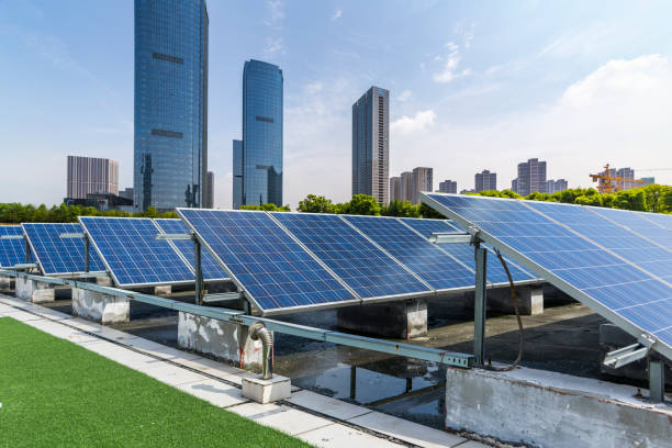 istock Solar and modern city skyline 972391118