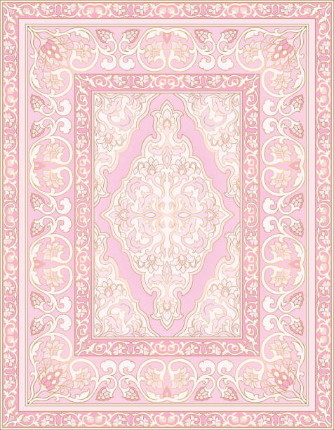 розовый декоративный ковер. - filigree gold leaf frame backgrounds stock illustrations