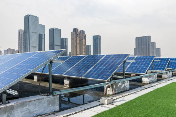 istock Solar and modern city skyline 972400844