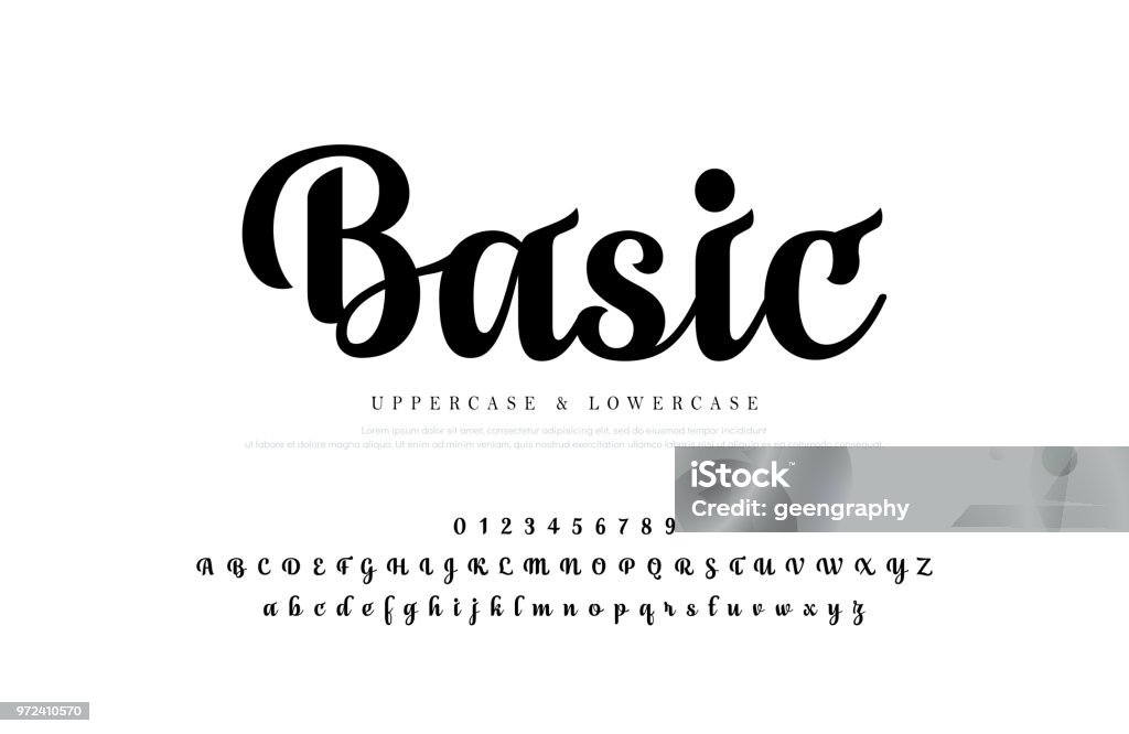 Elegant alphabet letters set. Classic Custom Lettering Designs for logo, Poster, Invitation, etc. Typography font classic style, regular number. vector illustrator Typescript stock vector