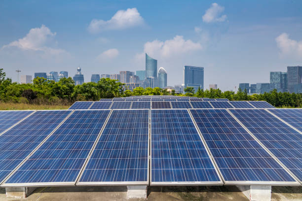 istock Solar and modern city skyline 972416662