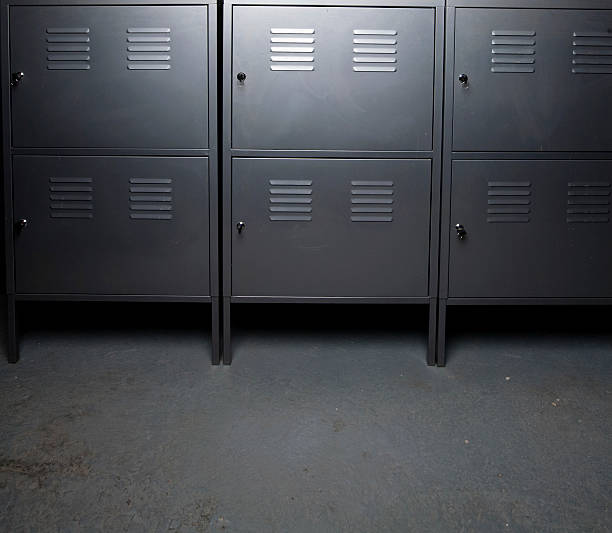 istock Grey Metal Lockers on Concrete 97241760
