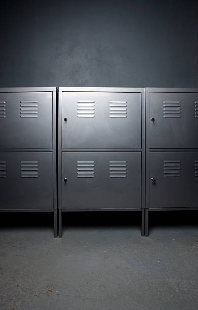 istock Grey Metal Lockers on Concrete 97241765