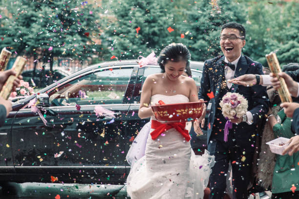 istock Wedding confetti bride and groom 972417980