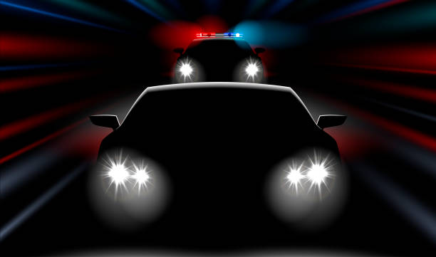 istock realistic fast police car chases the car 972420152