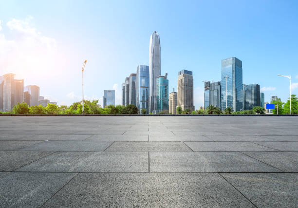 istock Empty square floor and modern city commercial buildings in shenzhen 972425552
