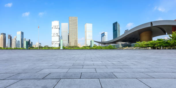 istock Empty square floor and modern city commercial architecture in shenzhen 972432368