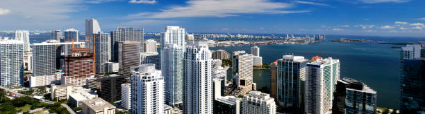 Downtown Miami Buildings Cityscape Skyline Urban View Day stock photo