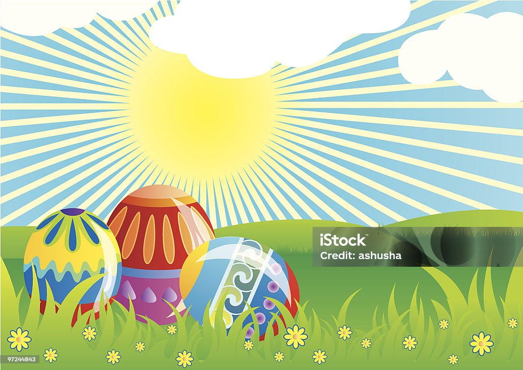 Huevos de Pascuas fondo - arte vectorial de Amarillo - Color libre de derechos