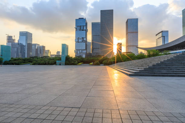 istock Empty square floor and modern commercial building in Shenzhen 972463120
