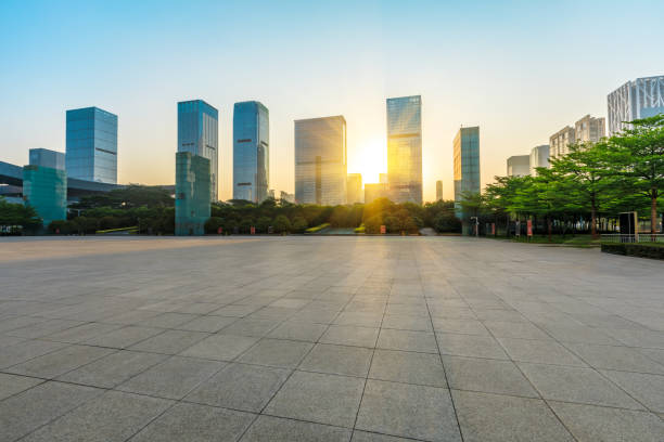 istock Empty square floor and modern commercial building in Shenzhen 972463470