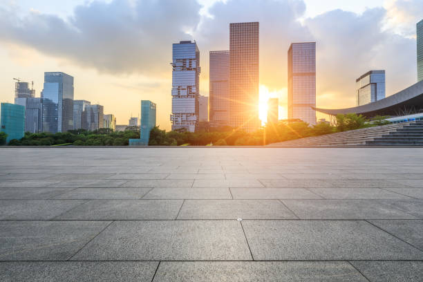 istock Empty square floor and modern commercial building in Shenzhen 972465548
