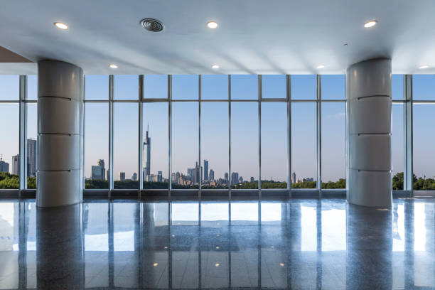 istock Panoramic skyline and buildings from glass window 972465738